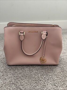 Michael Kors Blush Saffiano Leather Satchel with Gold Accent